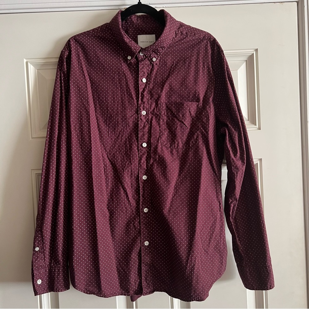 100% Cotton American Eagle Burgundy Button Down Size XL